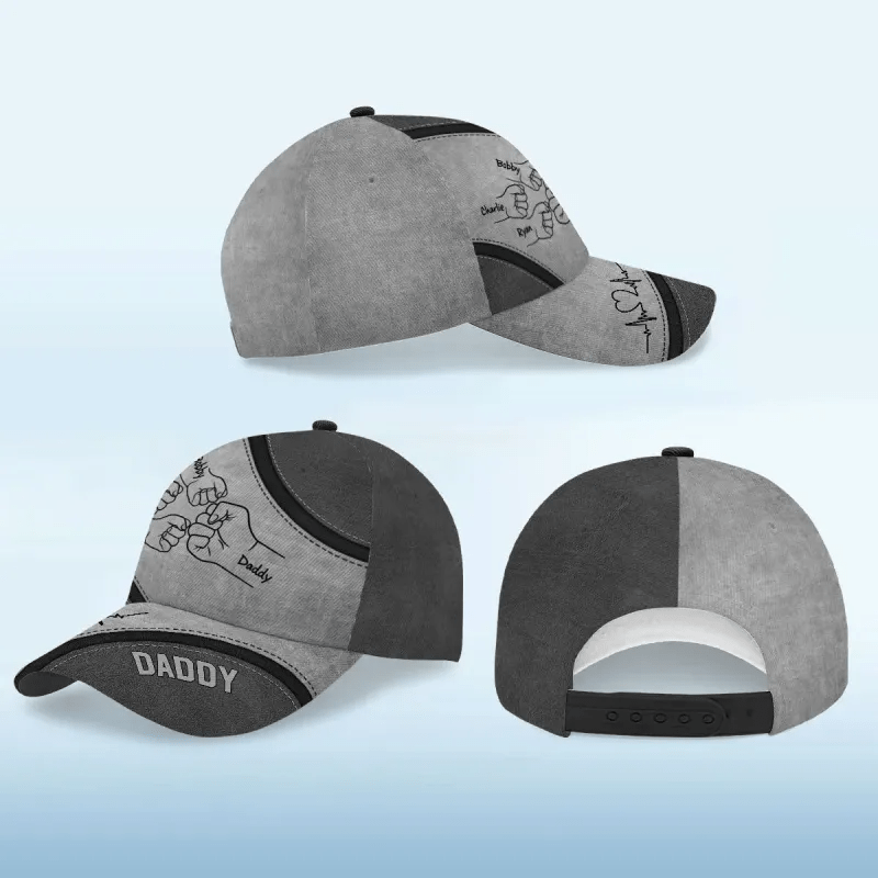 Father's Day Gifts Personalised Fist Bump Daddy Grandpa Custom Classic Cap, for Dad, for Grandpa, for Husband