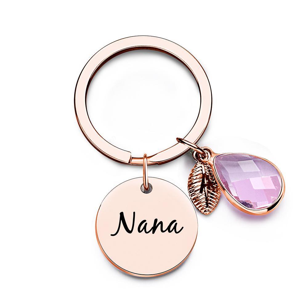 Custom Engraved Birthstone Keychain Leaf Delicate Gifts - myphotowalletau