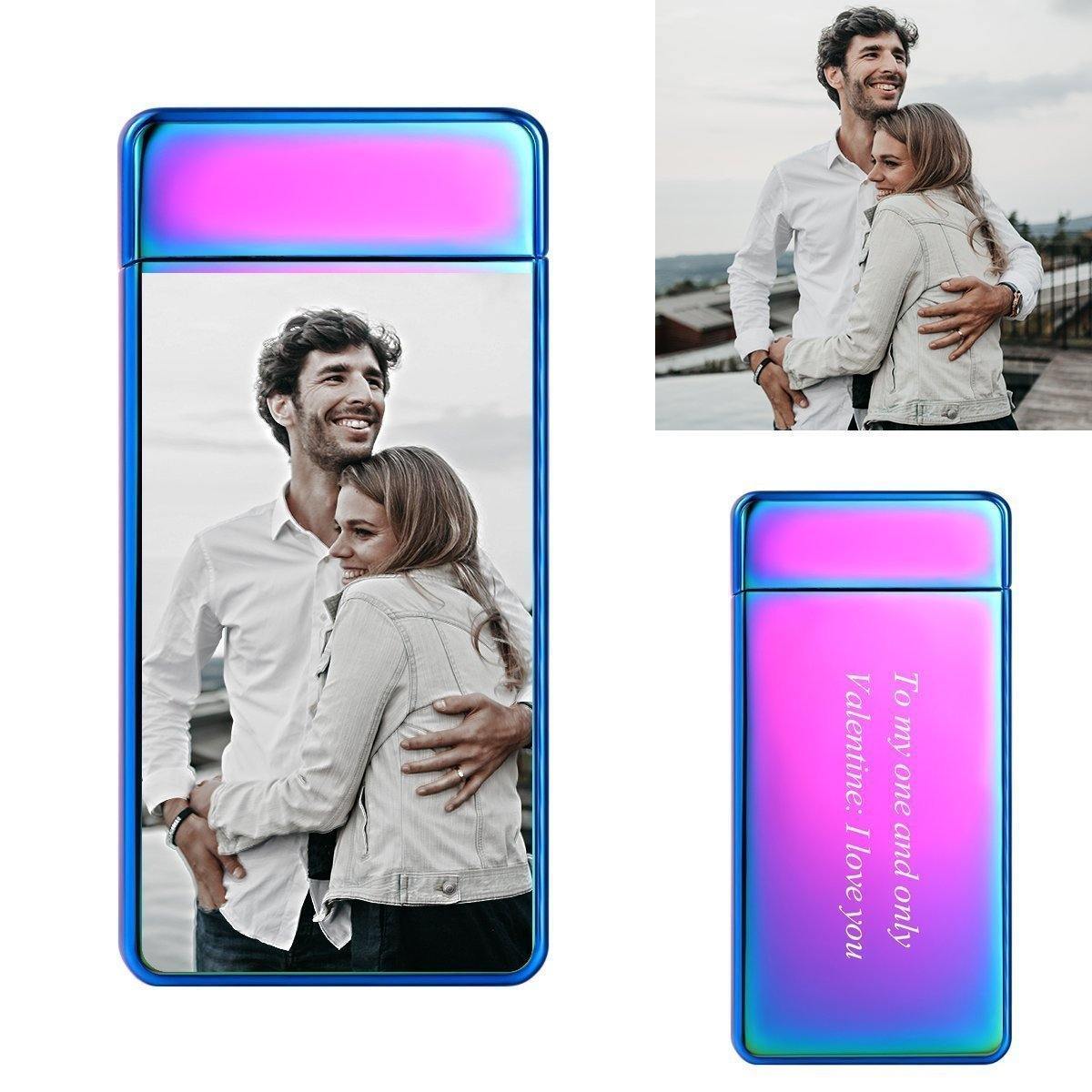 Custom Photo Engraved Lighter Color Printing | Electronic Cigarette Lighter | Purple - MyPhotoWalletAU