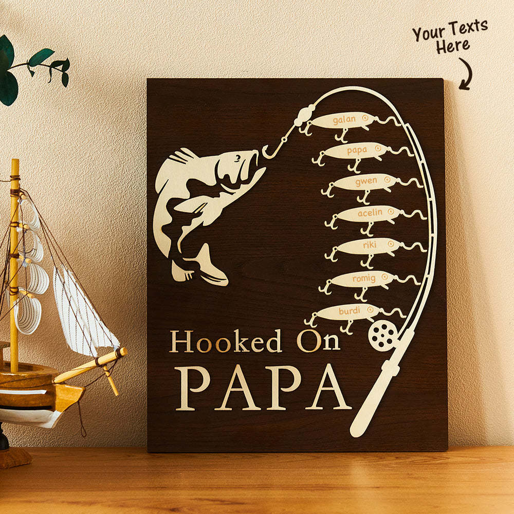 Custom Engraved Ornament Custom Name Fishing Trip Wooden Gifts for Dad - myphotowalletau