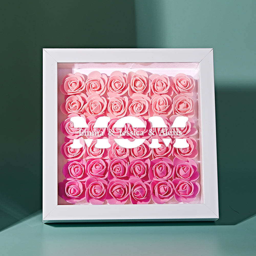 Custom Name Flower Shadow Box Frame Mother's Day Gift - myphotowalletau