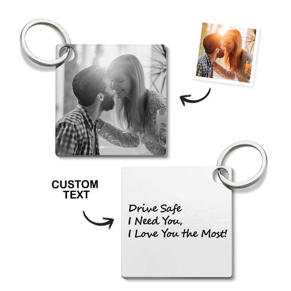 Gift for Him Custom Photo Keychain Drive Safe Keychain Metal Stainless Steel Keychain Photo Keyring - myphotowalletau