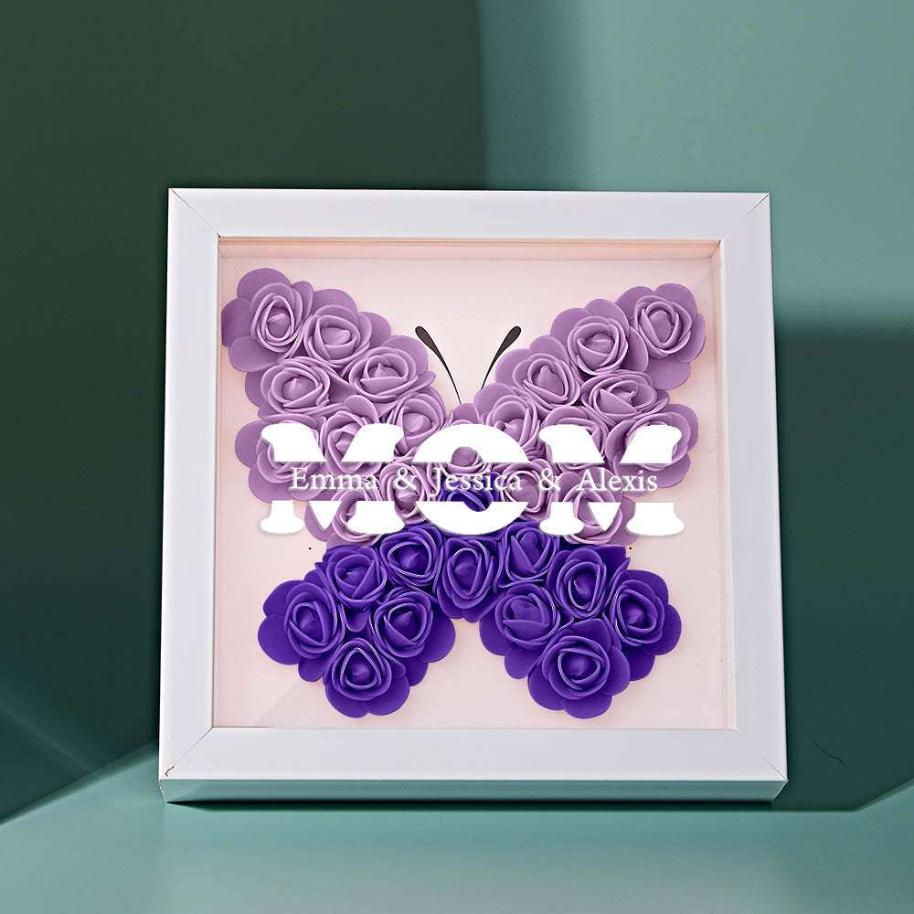 Custom Name Flower Shadow Box Frame Mother's Day Gift - myphotowalletau