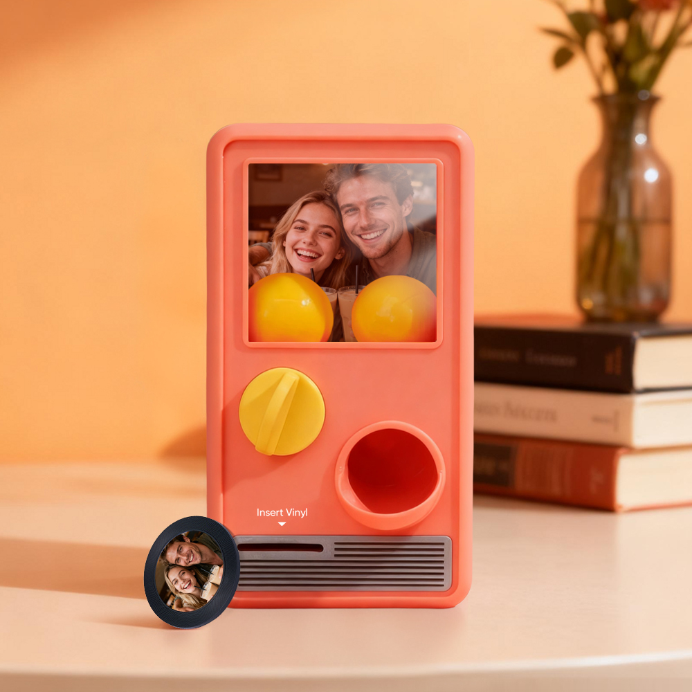 (Pre-Sale, Ships on 25/10) Personalized Music and Photo Music Gachapon Machine Custom Song Mini Record Box Retro Gifts for Her - 