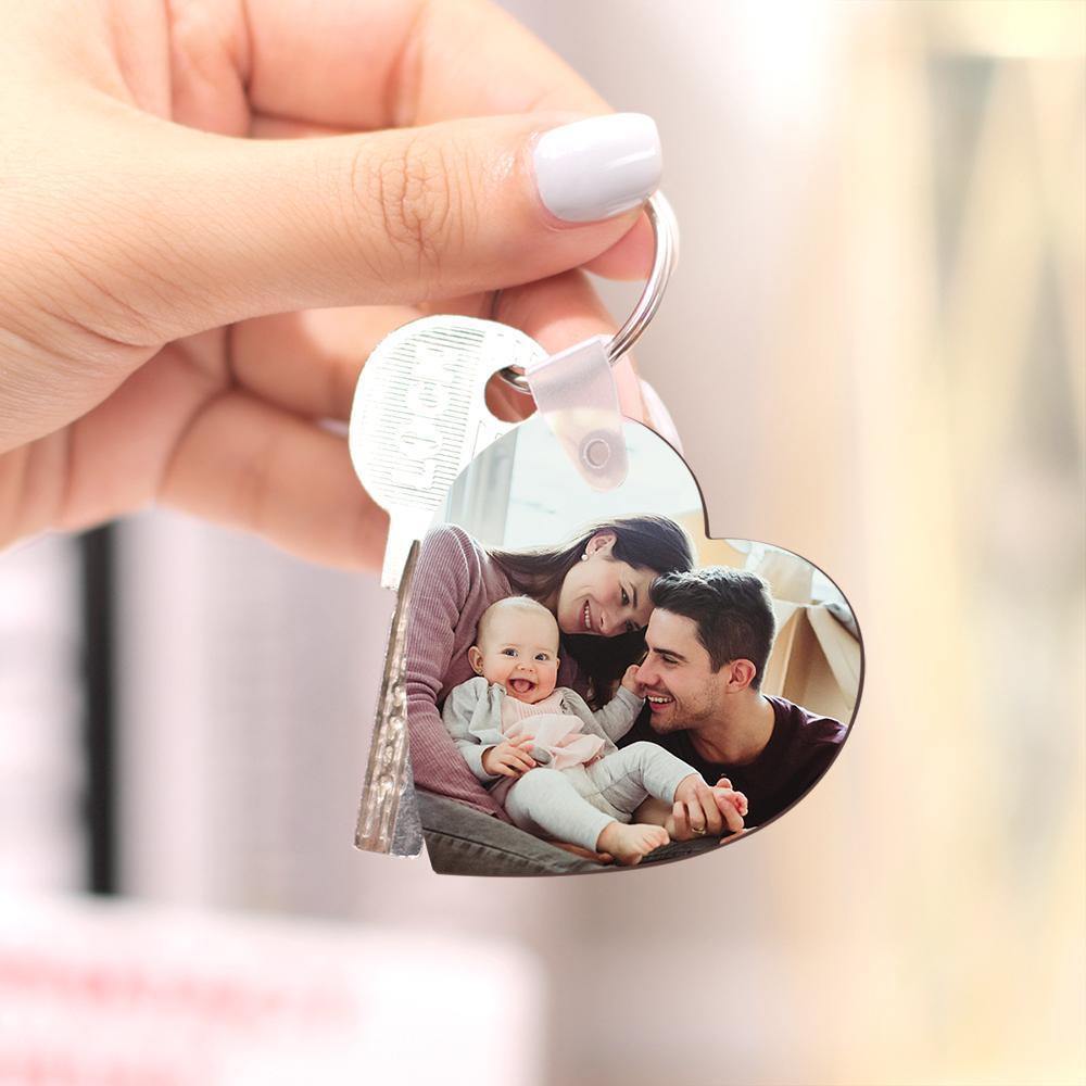 Custom Photo Keychain Heart Shape Wooden - MyPhotoWalletAU