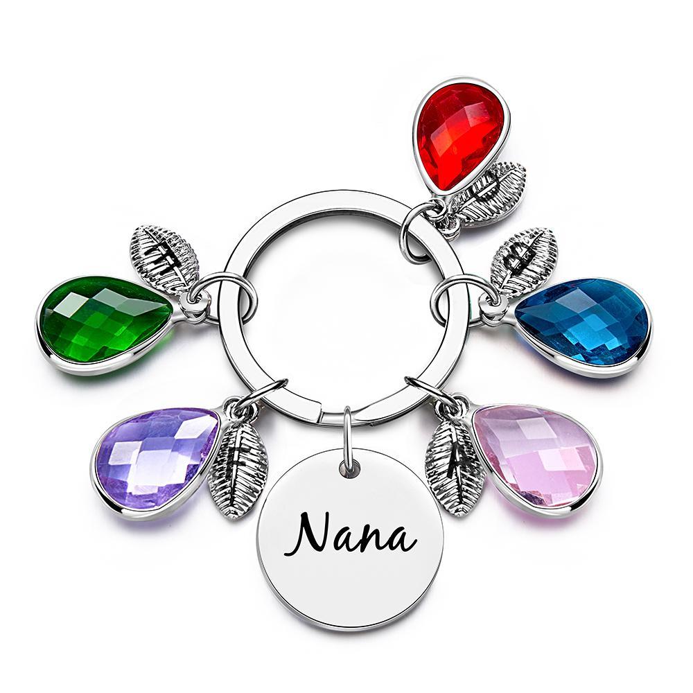 Custom Engraved Birthstone Keychain Leaf Delicate Gifts - myphotowalletau