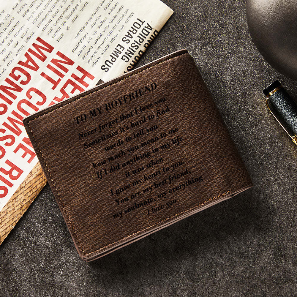 Gifts for Him To My Man Love Personalized Photo Wallet Leather Wallet Engraved Wallet Boyfriend Husband