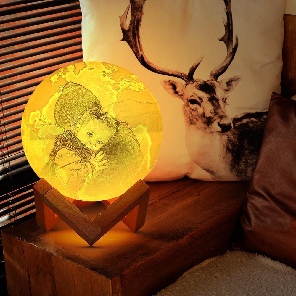 Custom Engraved 3D Printing Photo Earth Lamp | Tap to Convert 3 Colors - MyPhotoWalletAU