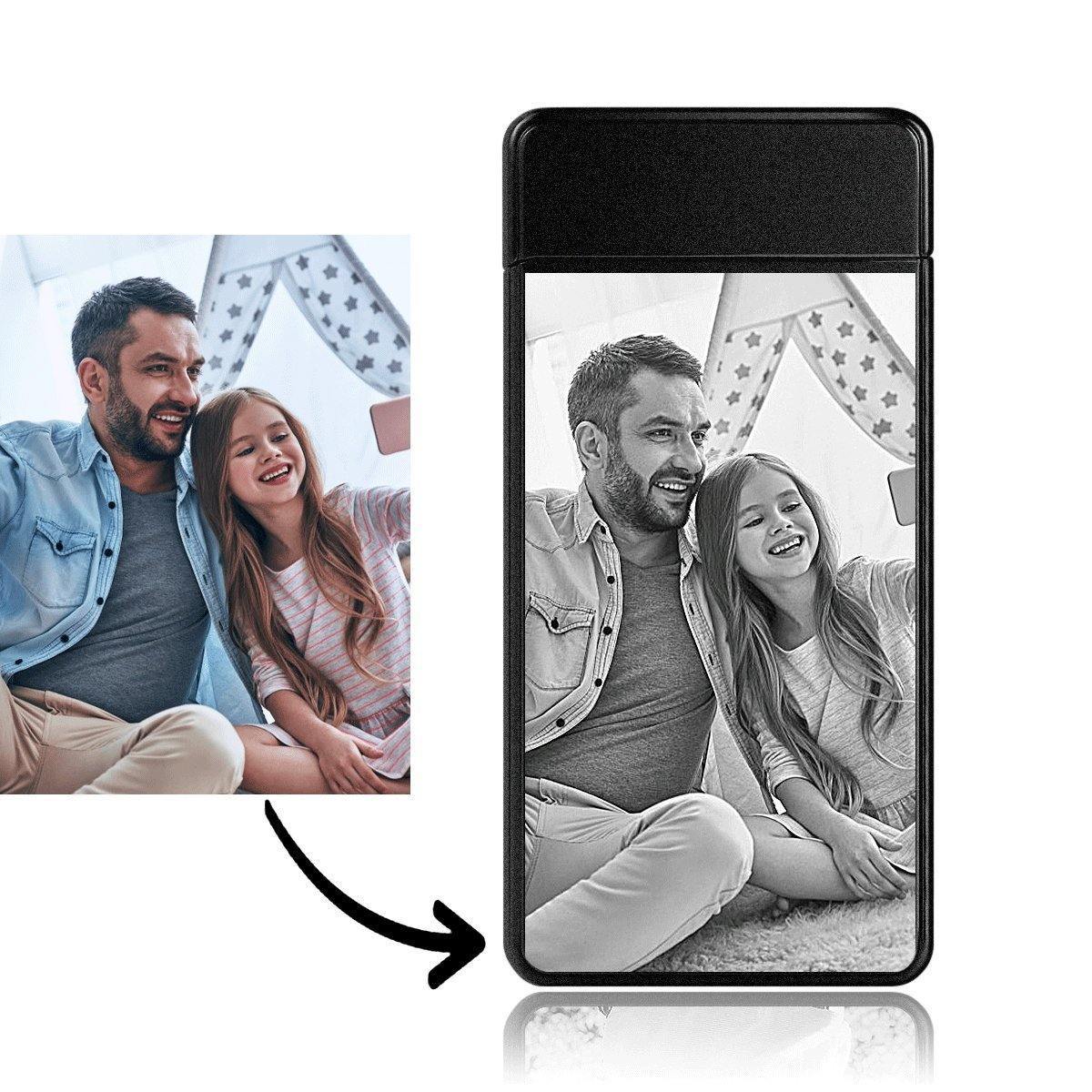 Custom Photo Engraved Lighter | Electronic Cigarette Lighter | Scrub Black - MyPhotoWalletAU