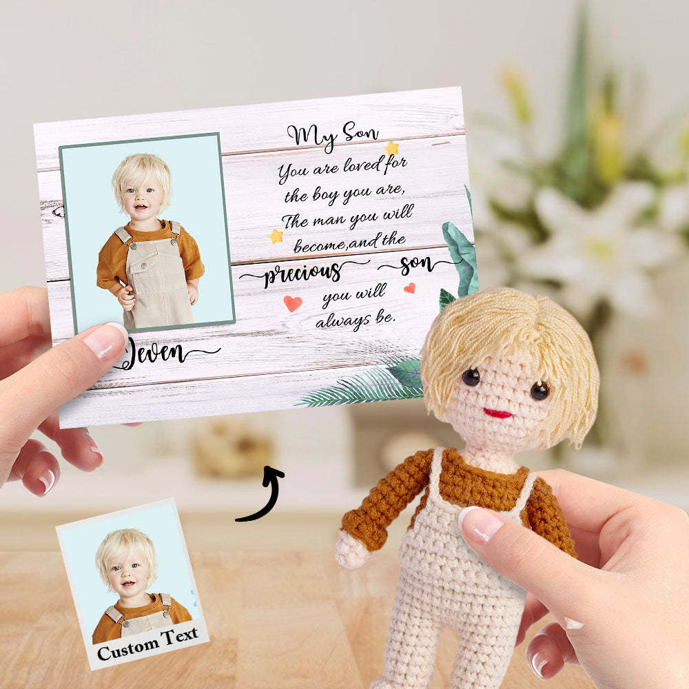 Custom Crochet Doll from Photo Handmade Look alike Dolls Gifts for Son with Personalized Name Card - myphotowalletau
