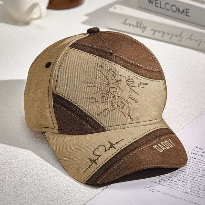 Father's Day Gifts Personalised Fist Bump Daddy Grandpa Custom Classic Cap, for Dad, for Grandpa, for Husband