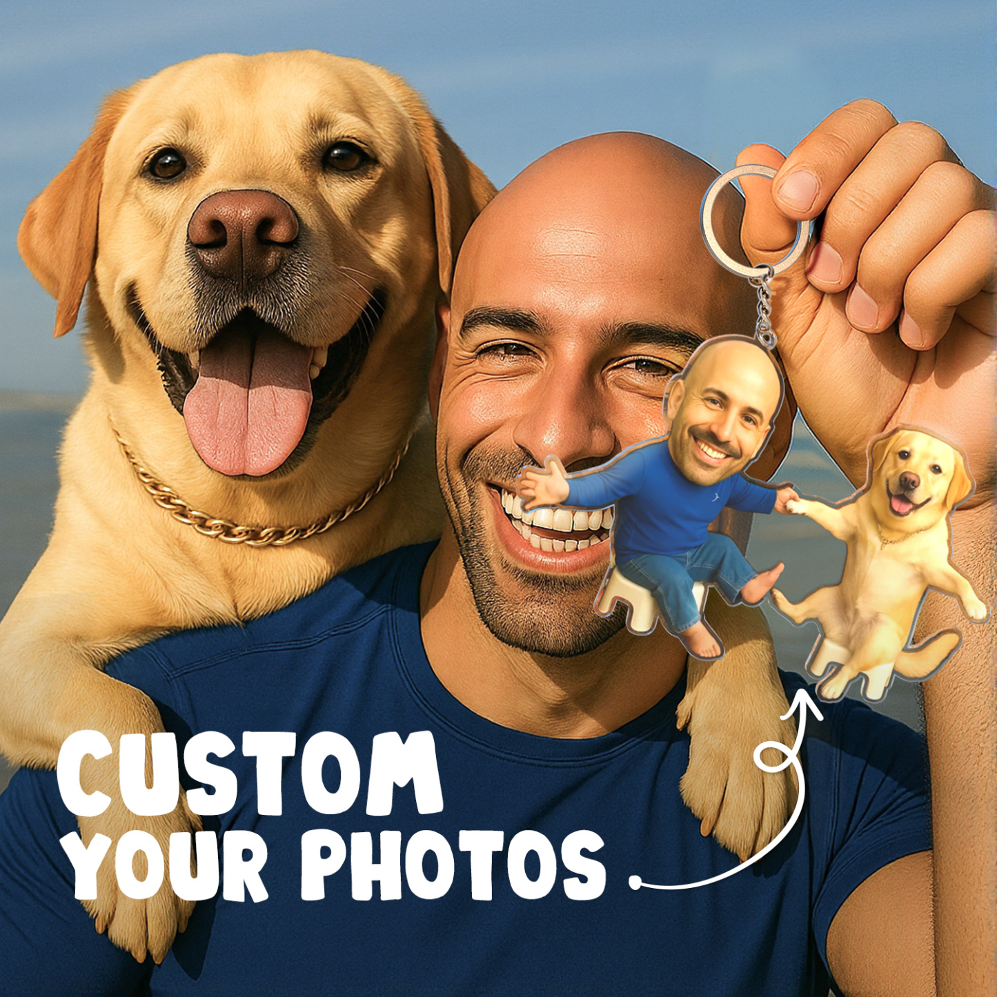 Personalized "Me & My Pet" Acrylic Keychain Funny Custom Gift - 