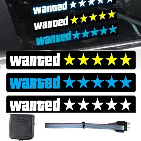 Led Glow Sticker Car Decals WANTED USB Electric Sticker