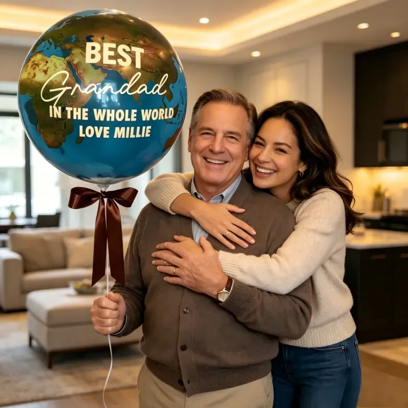 Best Dad In The Whole World Balloon Personalized Earth-Shaped Balloon Set Father's Day Gift for Dad or for Grandpa