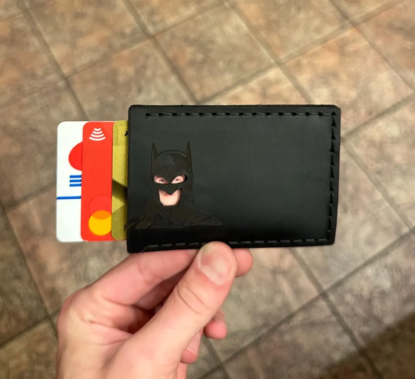 Upgrade His Wallet Game Bat ID Superhero-Themed Leather Card Holder - 