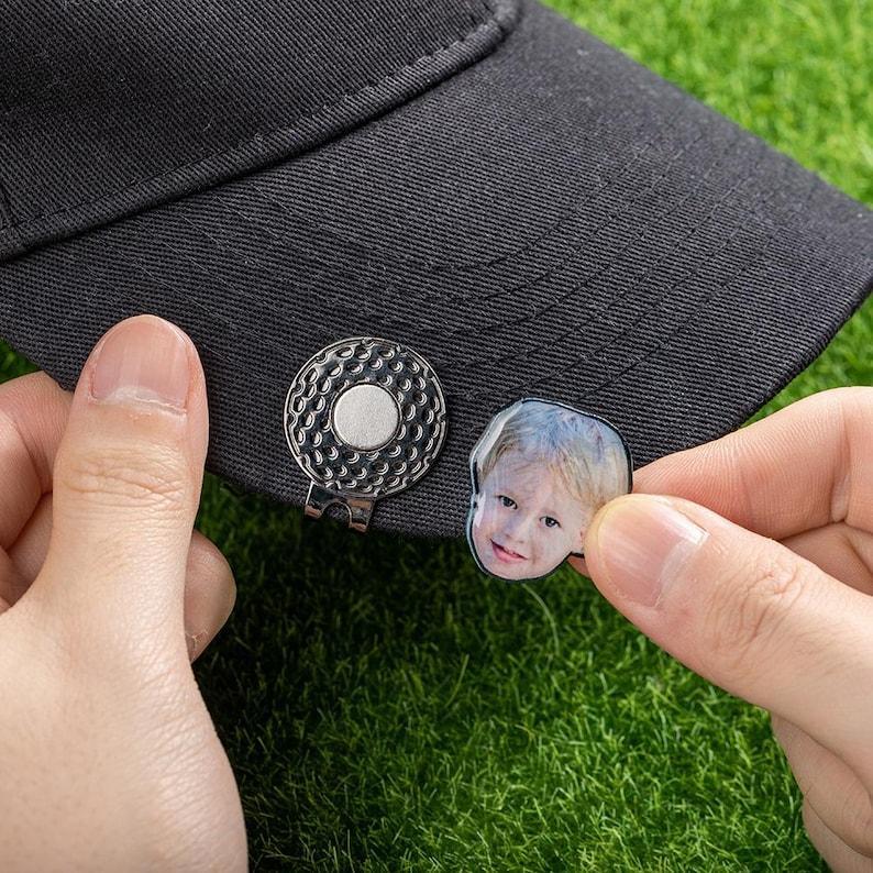 Custom Golf Marker with Photo, Picture Golf Ball Marker Magnetic Hat Clip Golf Accessory, Christmas/Father's Day Gift for Golf Lovers/Father - 
