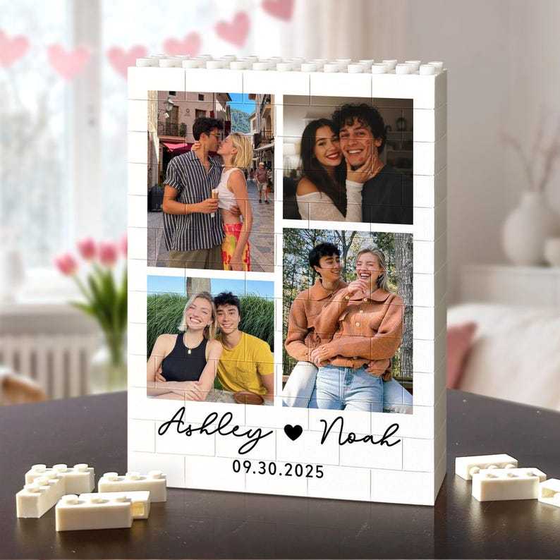 Custom Photo Brick Puzzle Frame – Build Your Love, A Romantic Couple Gift for Valentine’s Day & Anniversaries - 