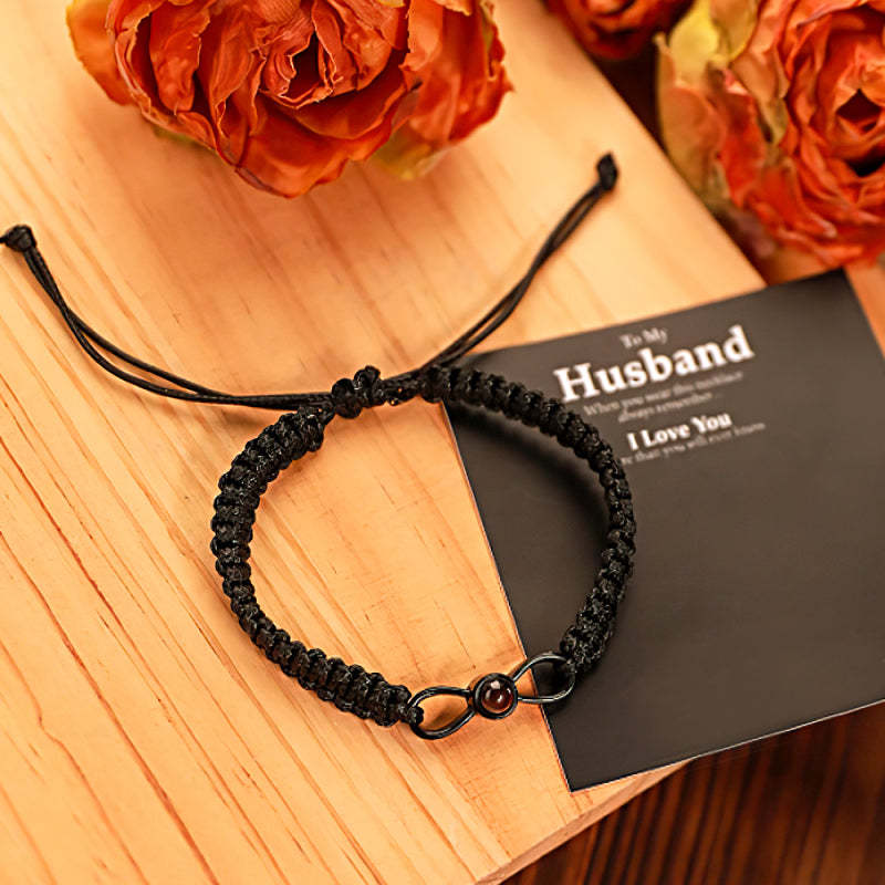 Personalized Projection Weave Bracelet Customized Photo Bracelet Set Adjustable Bracelet Personalized Gift for CouplesValentine's Day - 