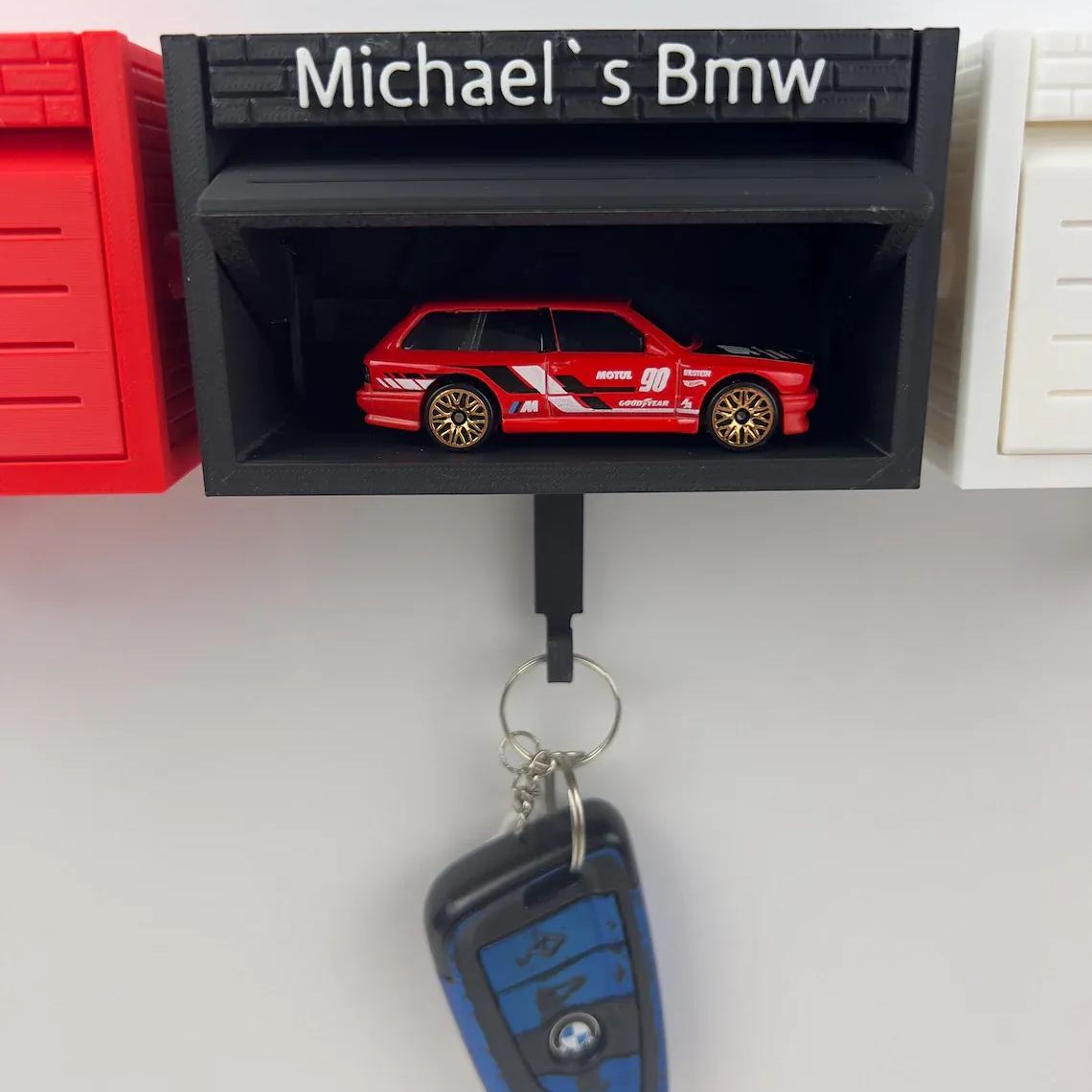 Mini Garage Key Holder for 1:64 Scale Cars Wall Mount Display Gift for Car Lovers - 