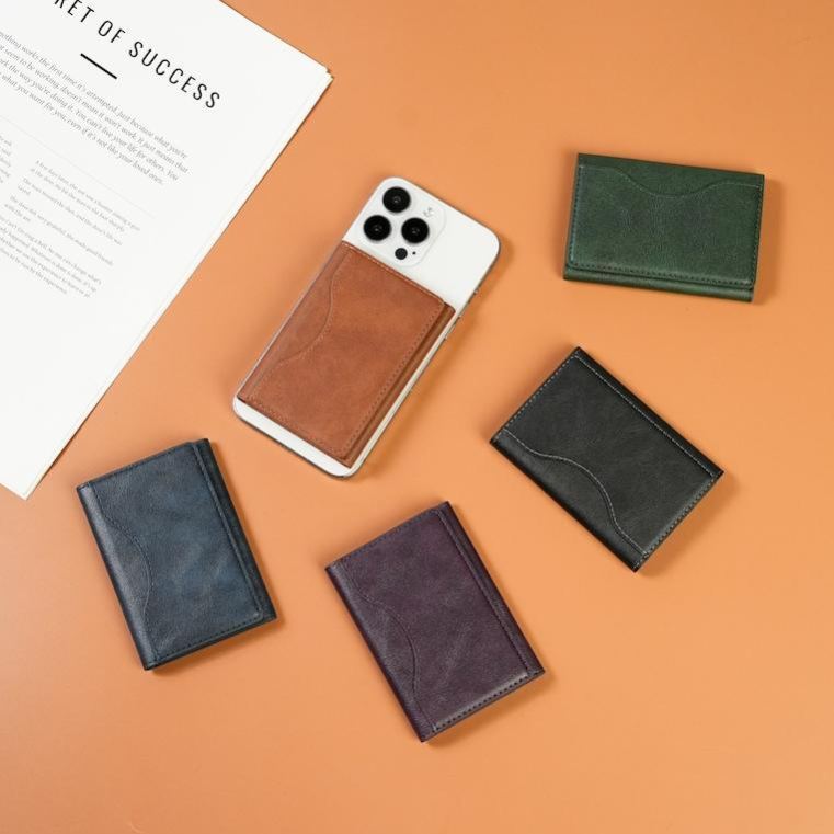 Personalized TriFold Magnetic Wallet with Phone Stand Genuine Leather Card Holder Viewer Perfect Gift for Men - 