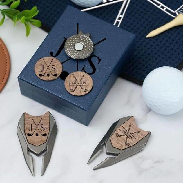 Personalized Groomsmen Golf Sets, Custom Divot Tool, Golfers Gifts, Engraved Golf Ball Marker Set, Golf Turf Tools, Groomsman Proposal Gifts - 