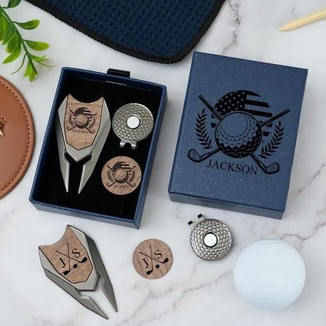 Personalized Groomsmen Golf Sets, Custom Divot Tool, Golfers Gifts, Engraved Golf Ball Marker Set, Golf Turf Tools, Groomsman Proposal Gifts - 