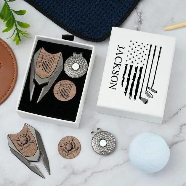 Personalized Groomsmen Golf Sets, Custom Divot Tool, Golfers Gifts, Engraved Golf Ball Marker Set, Golf Turf Tools, Groomsman Proposal Gifts - 