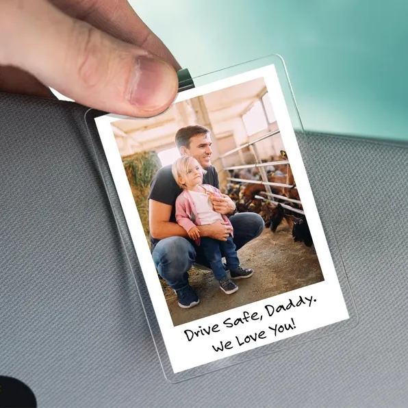 Father's Day Gifts - Drive safe I Love You - Photo Car Visor Clip, Personalized Photo Car Decoration, Polaroid Photo for Car, Gifts for dad, Presents for fathers, Gifts for your father, Gift items for dad, Gift for him - Personalized Photo Car Visor Clip