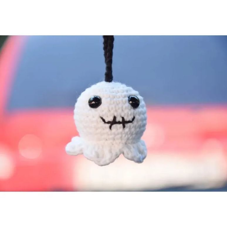 Crochet Bat Car Charm: Halloween Rearview Mirror Decoration - 