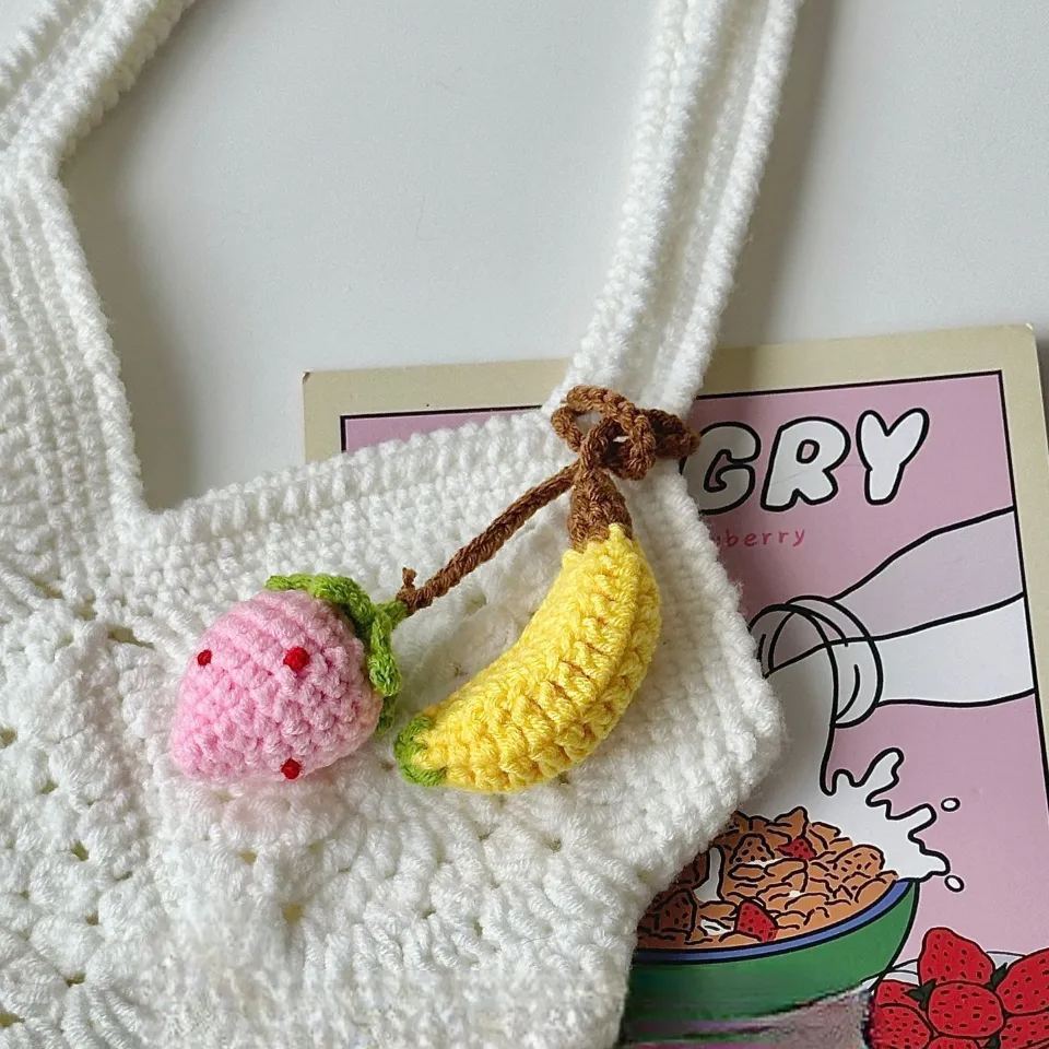 Crochet Cherry Car Mirror Hanging: Handmade Knitted Car Accessory - 