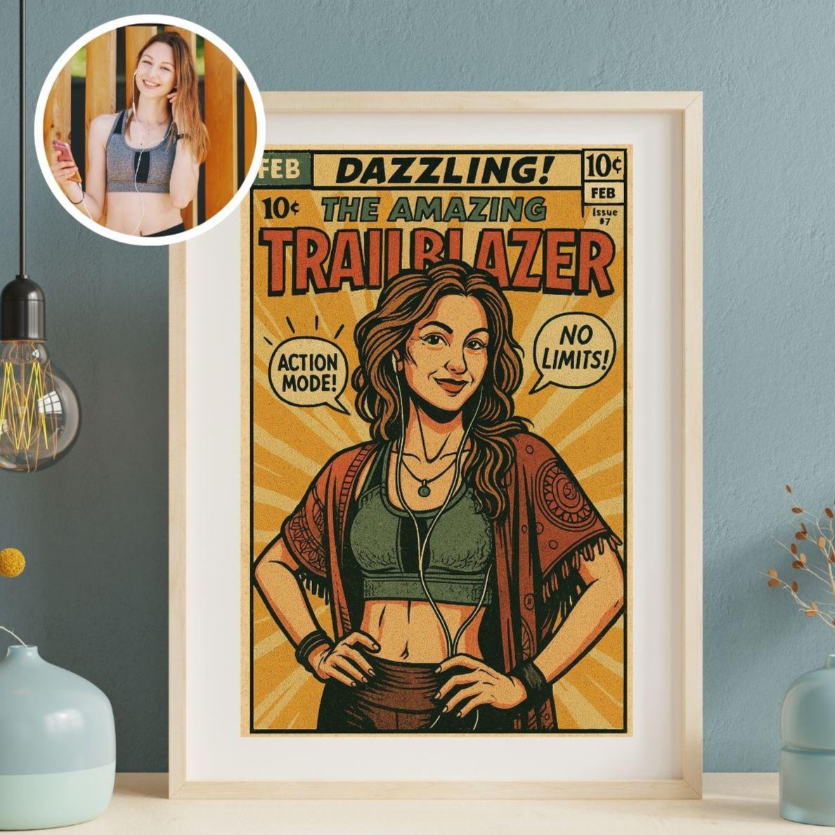 Personalized Retro Comic Book Cover Portrait from Photo, Canvas Wall Art | Vintage Retro 8 Background Styles Art Gift for Friends or Couples - 