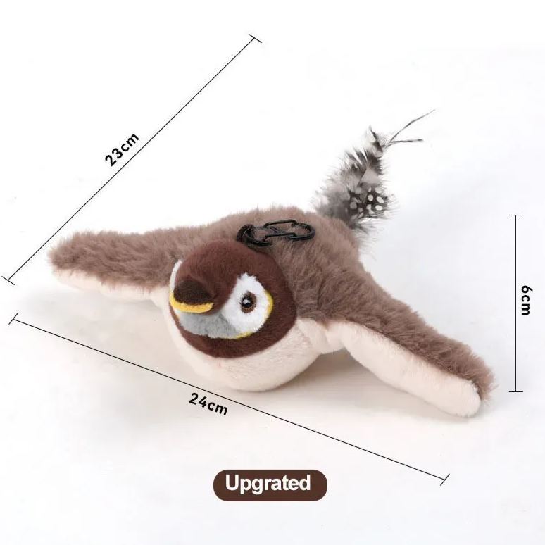 Interactive Cat Toys Rechargeable Flying Bird Cat Toy Chirping Flapping Bird(no Flying) Can Add Catnip Touch Activated Plush Toy - 