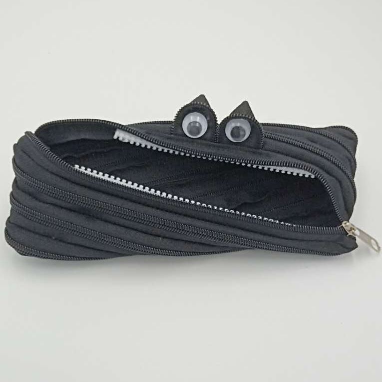 Cute Monster Zipper Pencil Case Funny Creative Student Pen Pouch - 