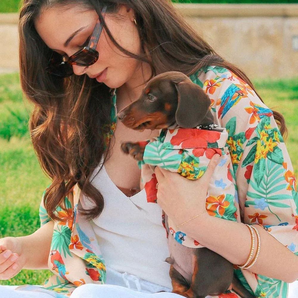 Custom Pet and Owner Matching Hawaiian Shirt Set – Personalized Photo Tropical Outfits for Dogs, Cats, and Humans - 