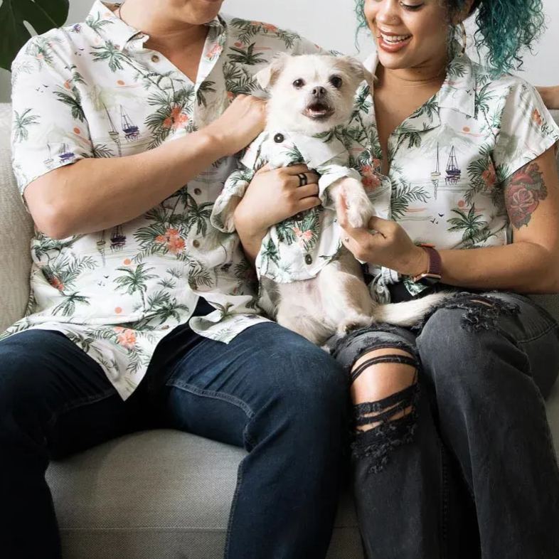 Custom Pet and Owner Matching Hawaiian Shirt Set – Personalized Photo Tropical Outfits for Dogs, Cats, and Humans - 