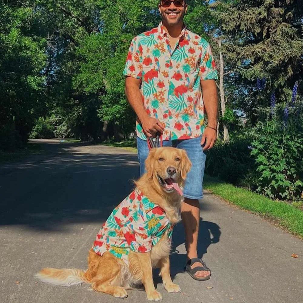 Custom Pet and Owner Matching Hawaiian Shirt Set – Personalized Photo Tropical Outfits for Dogs, Cats, and Humans - 