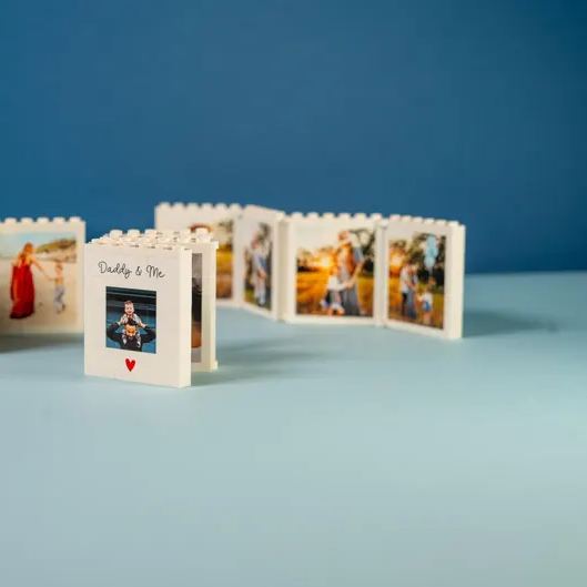 Personalised Fold-Out Daddy & Me Brick Photo Block Gift Mini Photo Album Keepsake Gift for Dad, Puzzle, Him, Dad, Fathers Day, Grandad