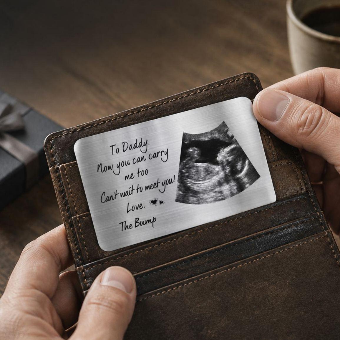 Personalized Daddy Wallet Card with Photo "Now You Can Carry Me Too" Metal Wallet Insert Father's Day Gift