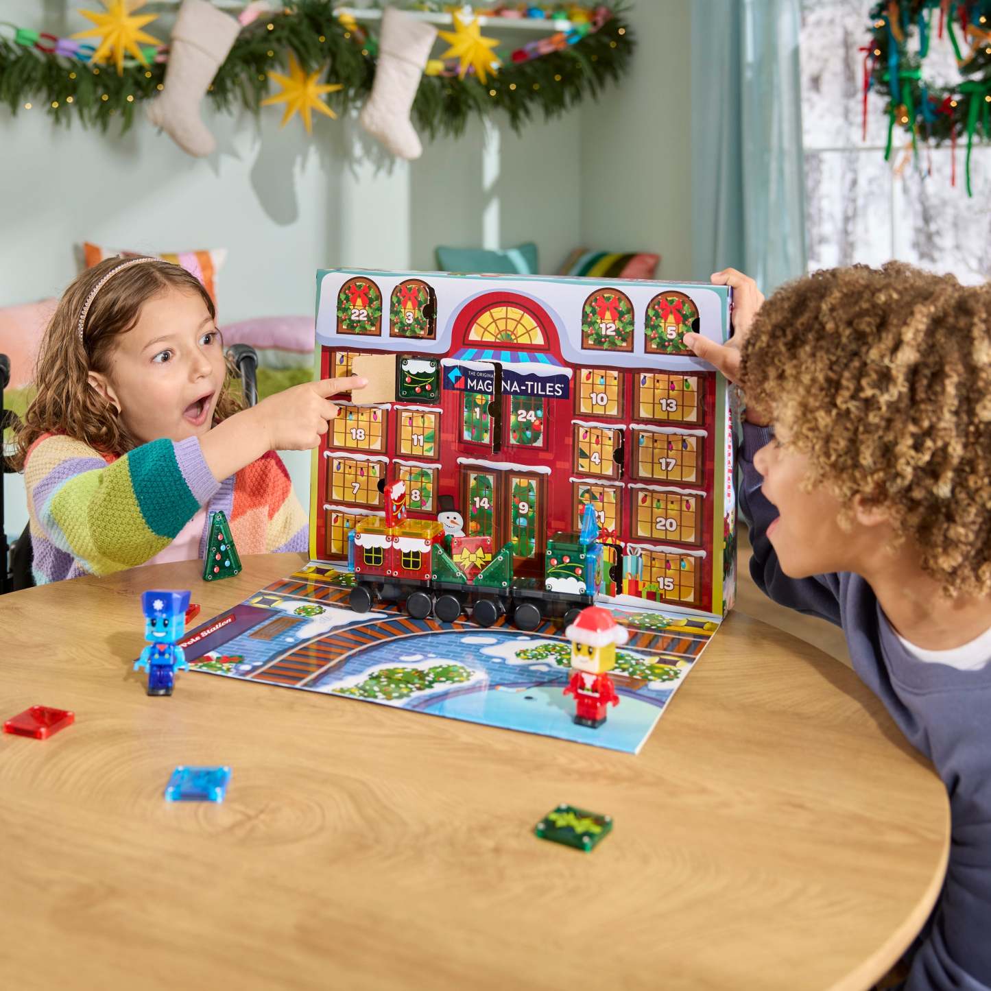 Christmas Train Advent Calendar Building Set – 34 Pieces Holiday Countdown Toy for Kids - 