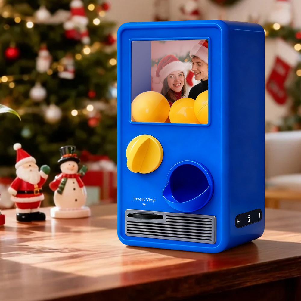 (Pre-Sale, Ships on 25/10) Personalized Music and Photo Music Gachapon Machine Custom Song Mini Record Box Retro Christmas Gifts for Her - 