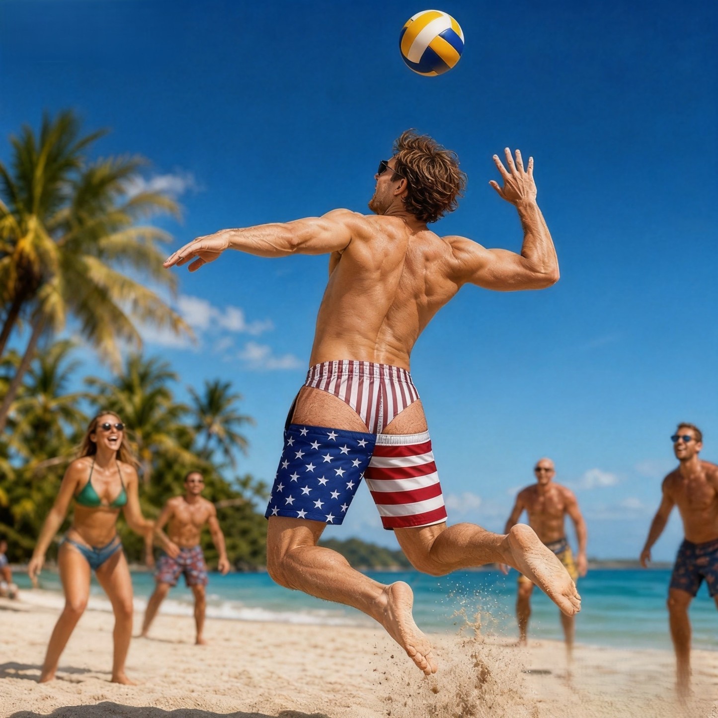 Novelty Optical Illusion Swim Trunks – Funny Men's Beach Shorts for Vacation & Summer Fun - 