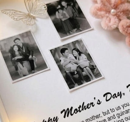 Personalized Mothers Day Gift Shadow Box Handmade Pipe Cleaner Flower Bouquet with Custom Photos Lights Unique Keepsake for Mom - 