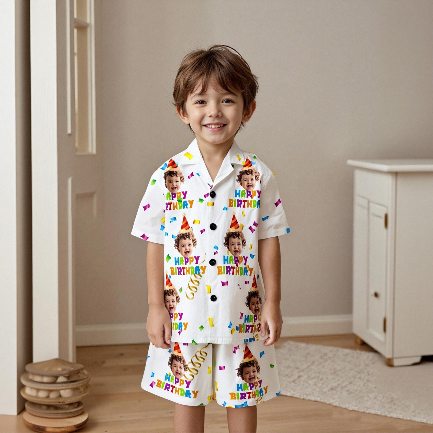 Custom Short Pajamas with Face and Name,Customized Pajama Set For Men/Women,Personalized Short Sleeve Family Pajama Set,Birthday/Party Gifts - MyFacepajamasAU
