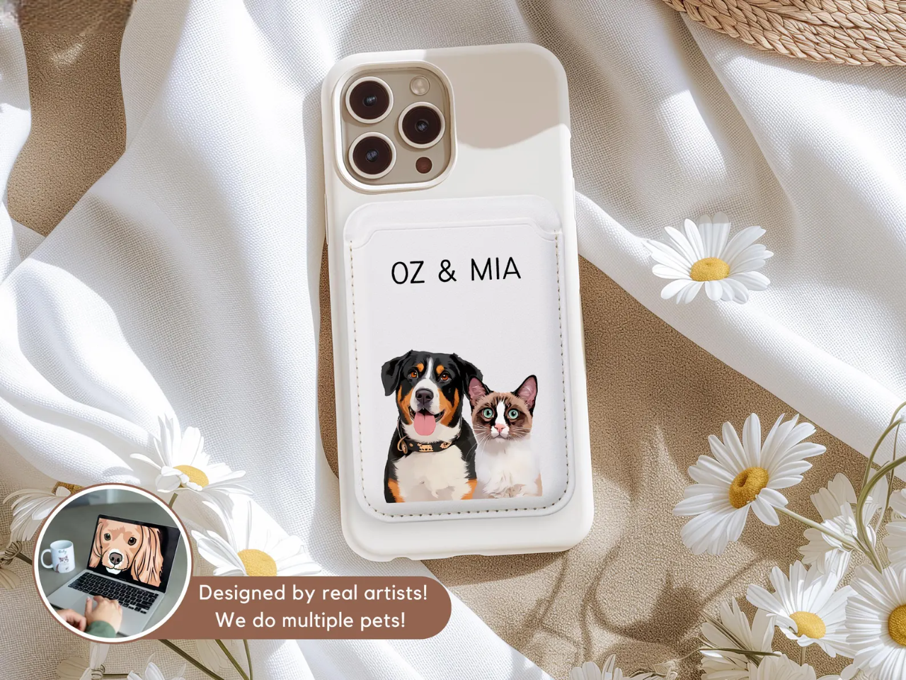 Custom Pet Phone Case Wallet with Card Holder MagSafe Compatible Using Pet Photo + Name Personalized Phone Case Custom Cat Phone Case - 