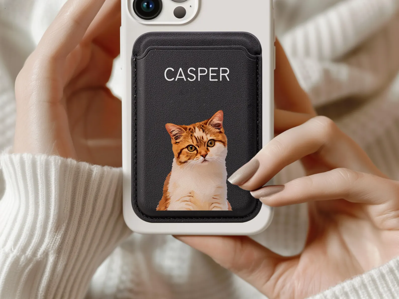Custom Pet Phone Case Wallet with Card Holder MagSafe Compatible Using Pet Photo + Name Personalized Phone Case Custom Cat Phone Case - 