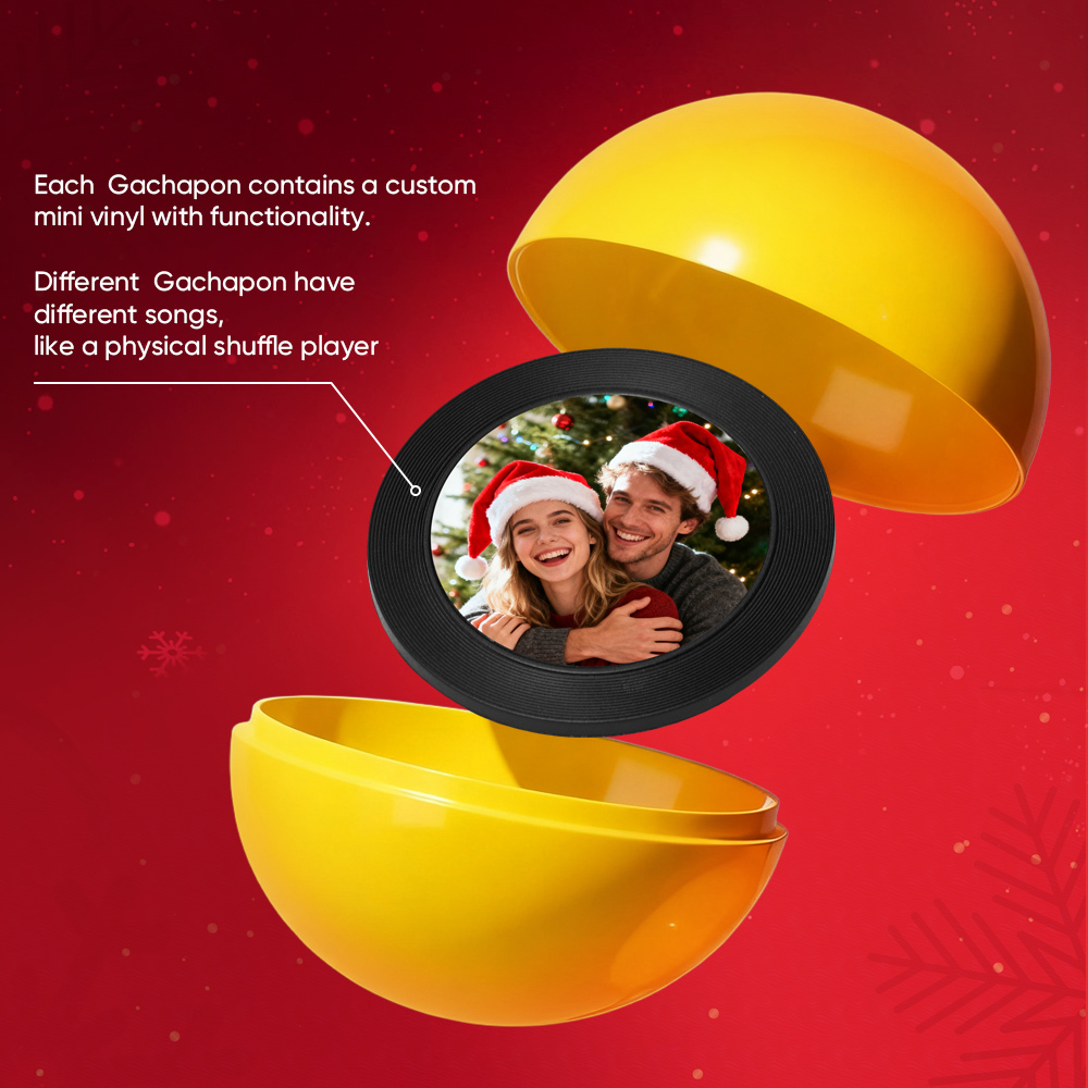 (Pre-Sale, Ships on 25/10) Personalized Music and Photo Music Gachapon Machine Custom Song Mini Record Box Retro Christmas Gifts for Her - 