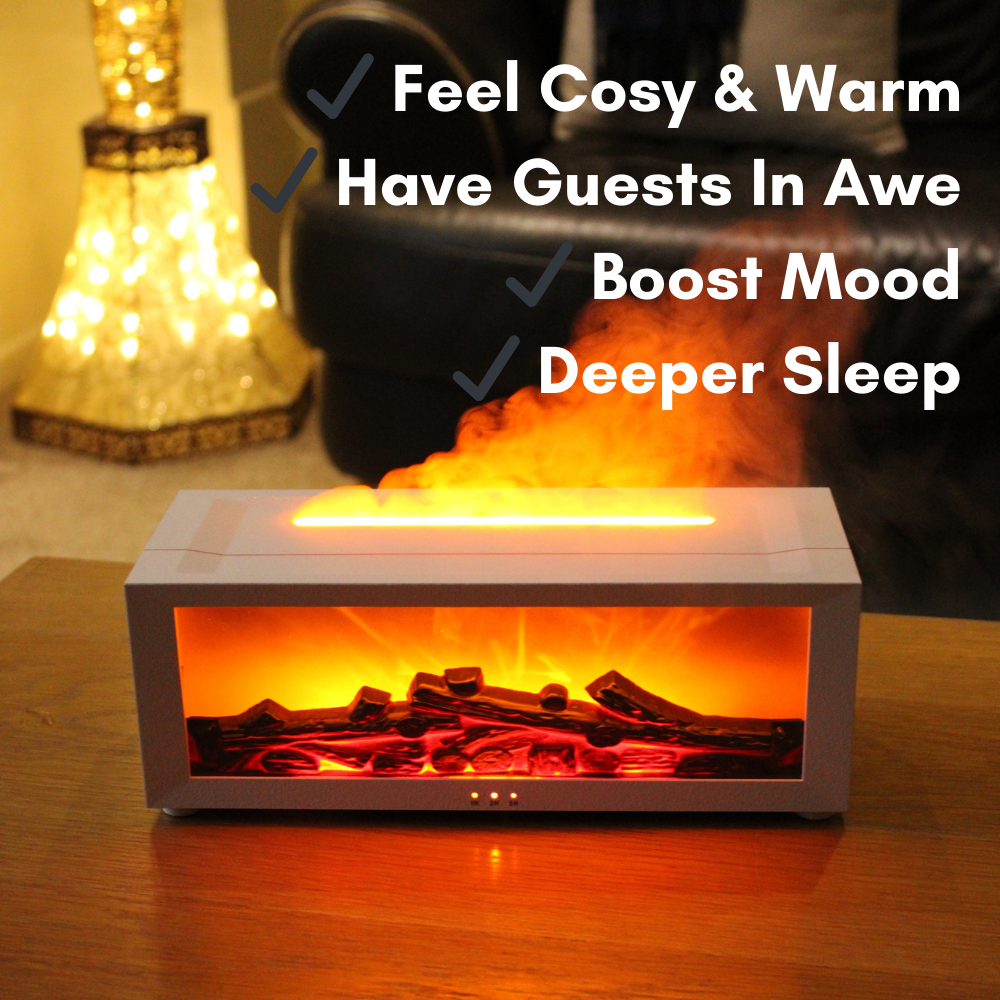 3D Fireplace aroma diffuser Flame Projector Lamp - Smart Aromatherapy Diffuser & Humidifier with Remote Control