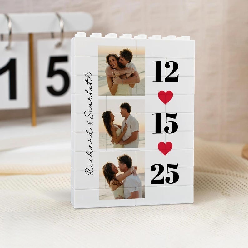 Custom Photo Brick Puzzle Frame – Build Your Love, A Romantic Couple Gift for Valentine’s Day & Anniversaries - 