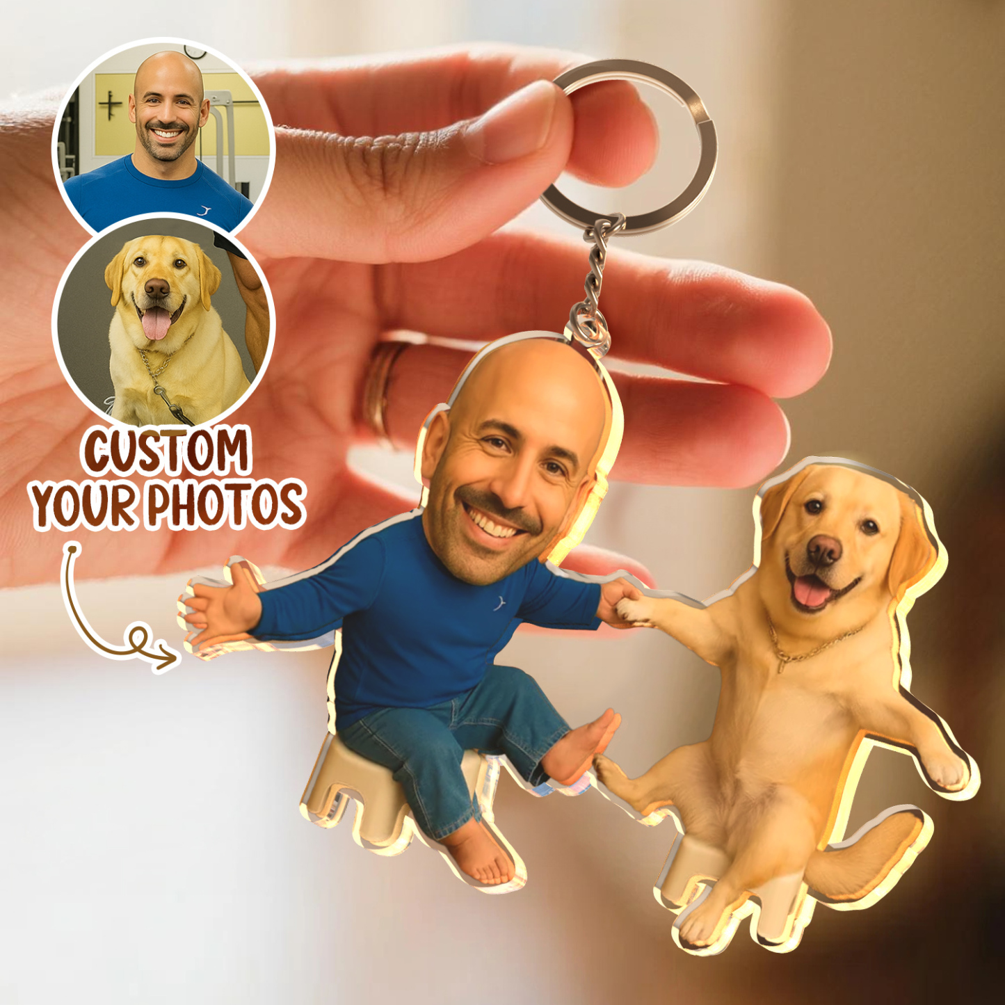 Personalized "Me & My Pet" Acrylic Keychain Funny Custom Gift - 