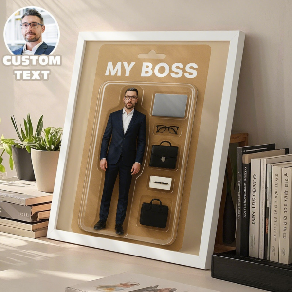 Boss Day Gifts Custom Toy Box Art Frame Best Boss Ever Personazlied Cartoon Frame Custom Action Figure Frame